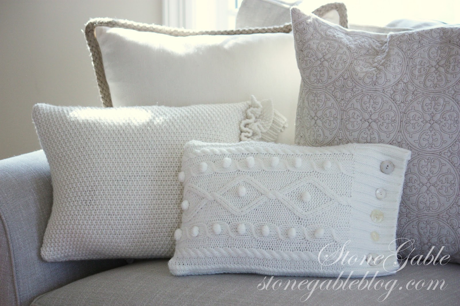 Wintery Sweater Pillows Stonegable