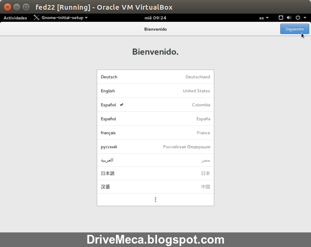 DriveMeca instalando Fedora Linux Workstation 22 paso a paso