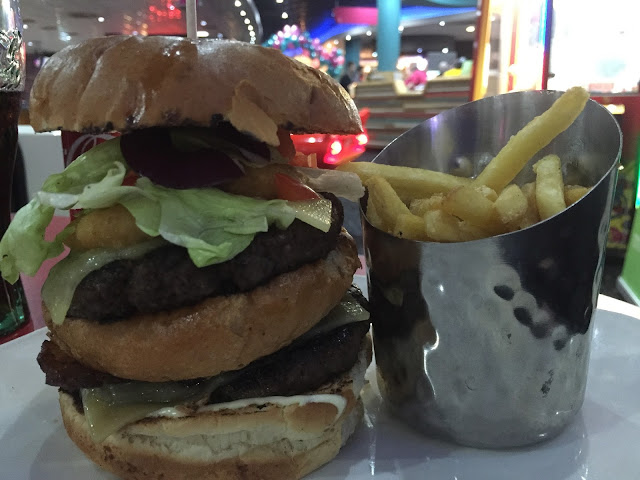 burger and chips Hollywood Bowl leeds