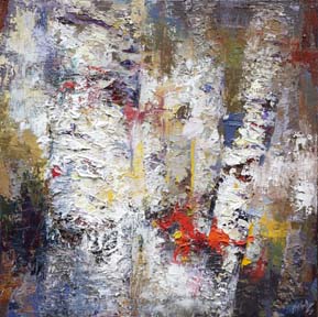 Textured Aspen Tree Painting
