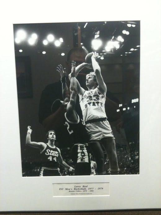 Larry Bird playing for the Sycamores a picture at Hulman Center