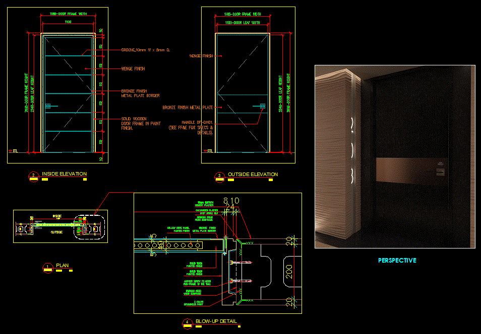 Sliding Door Section Autocad Block