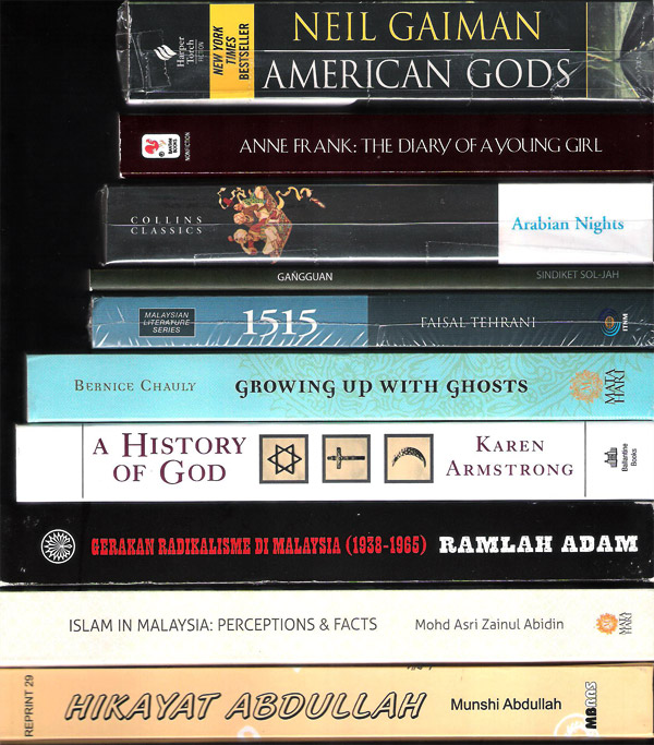 I have yet to finish reading all of them. Due to the fact that I'm such a slow reader, most are just there, collecting dust. That's why I prefer to keep the ones that came wrapped in plastic to stay wrapped until I'm ready to start reading them. From the looks of things, they'll stay wrapped for quite some time.