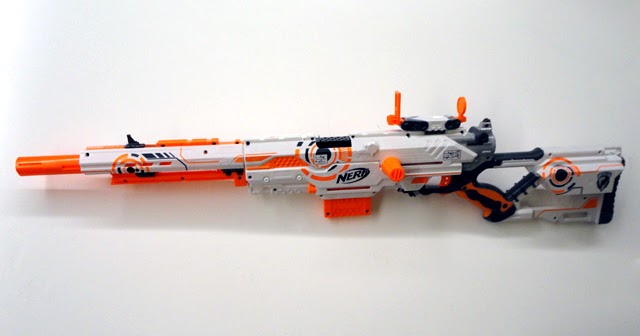 Nerf Modulus White Longstrike Sniper Blaster Cs-6 w/ Front Barrel RARE