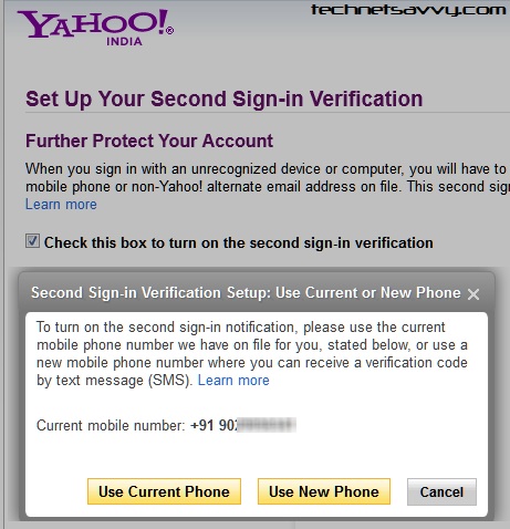 yahoo 2 step verification yahoo 2 step verification screenshot