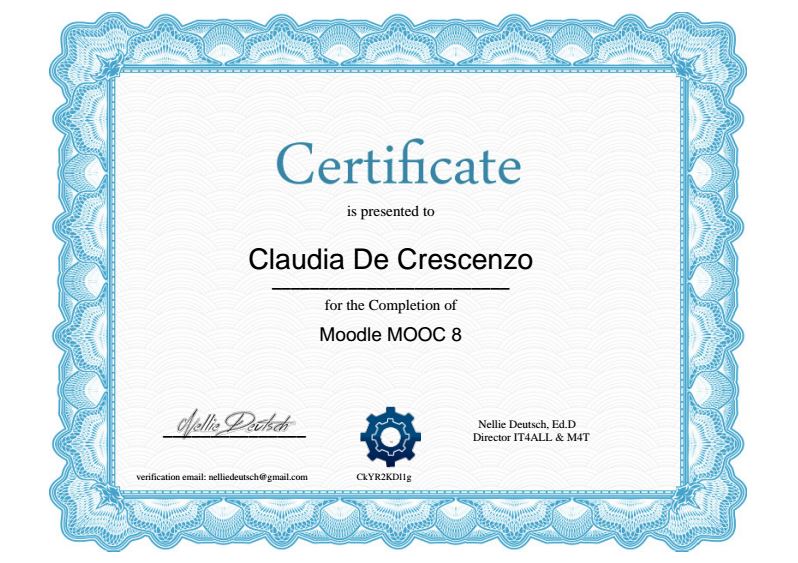 MM8 Certificate of completion