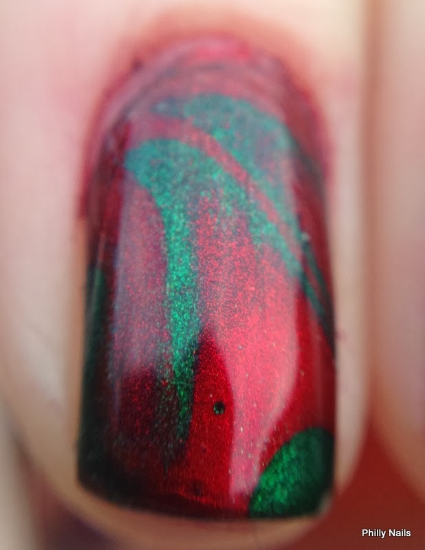Philly Nails Merry Christmas! Water Marbling!