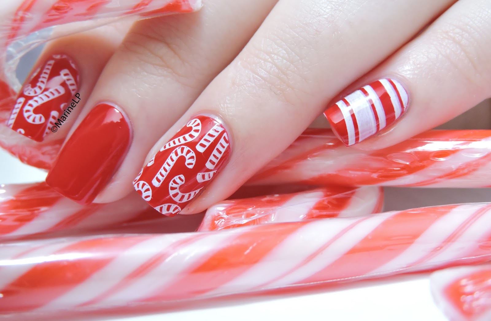 Candy canes nails Marine Loves Polish and More...