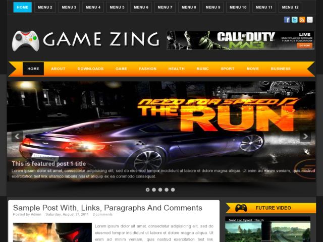 Game Zing Blogger Template