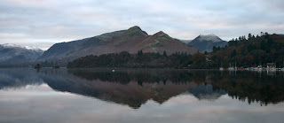 Mountains reflected in Derwentwater Mountains reflected in Derwentwater