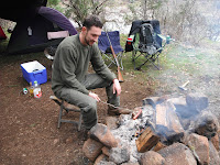 Making up a hotdog over the fire Making up a hotdog over the fire