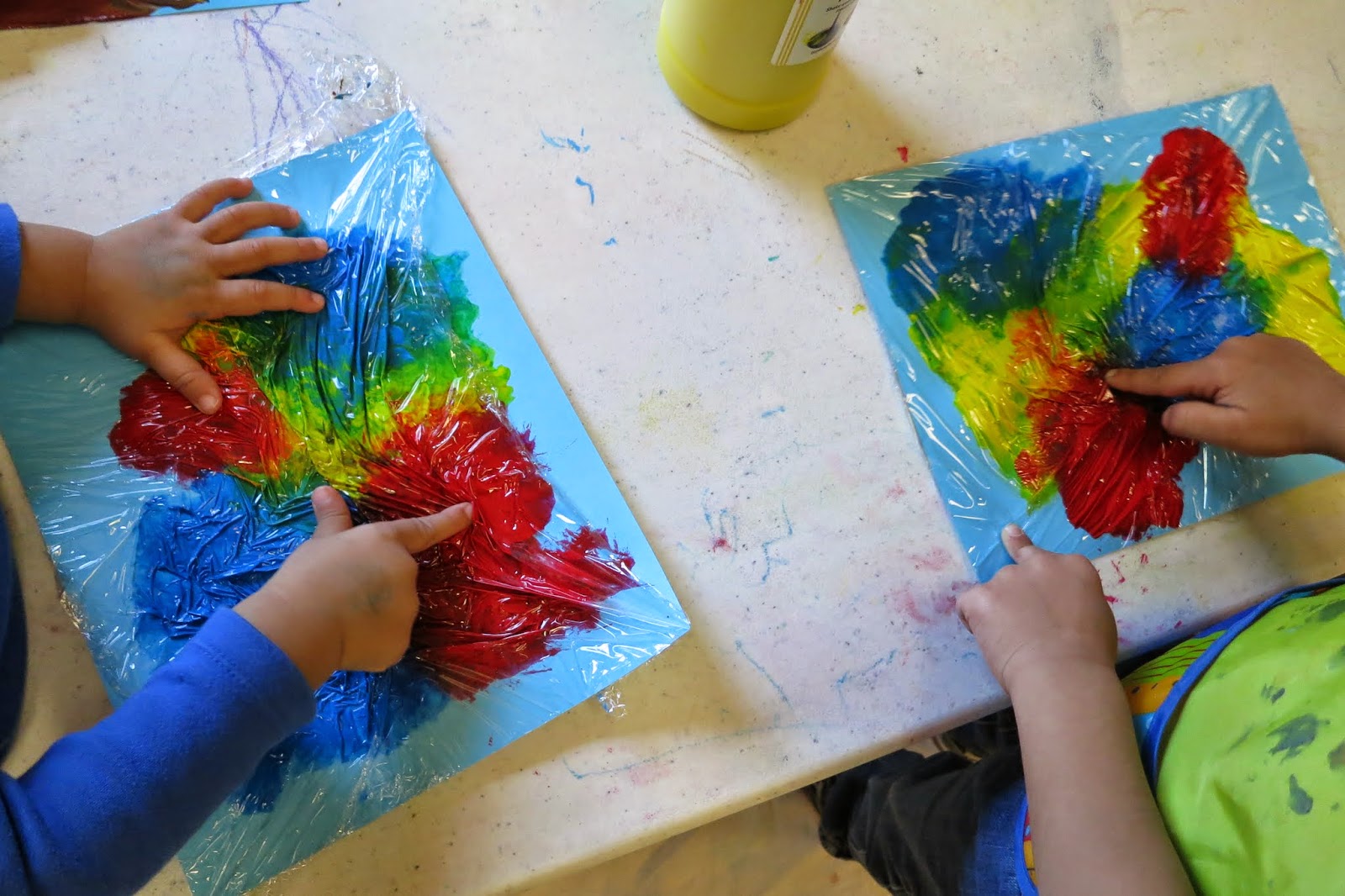 Toddler Art Class Cling Wrap Painting library makers