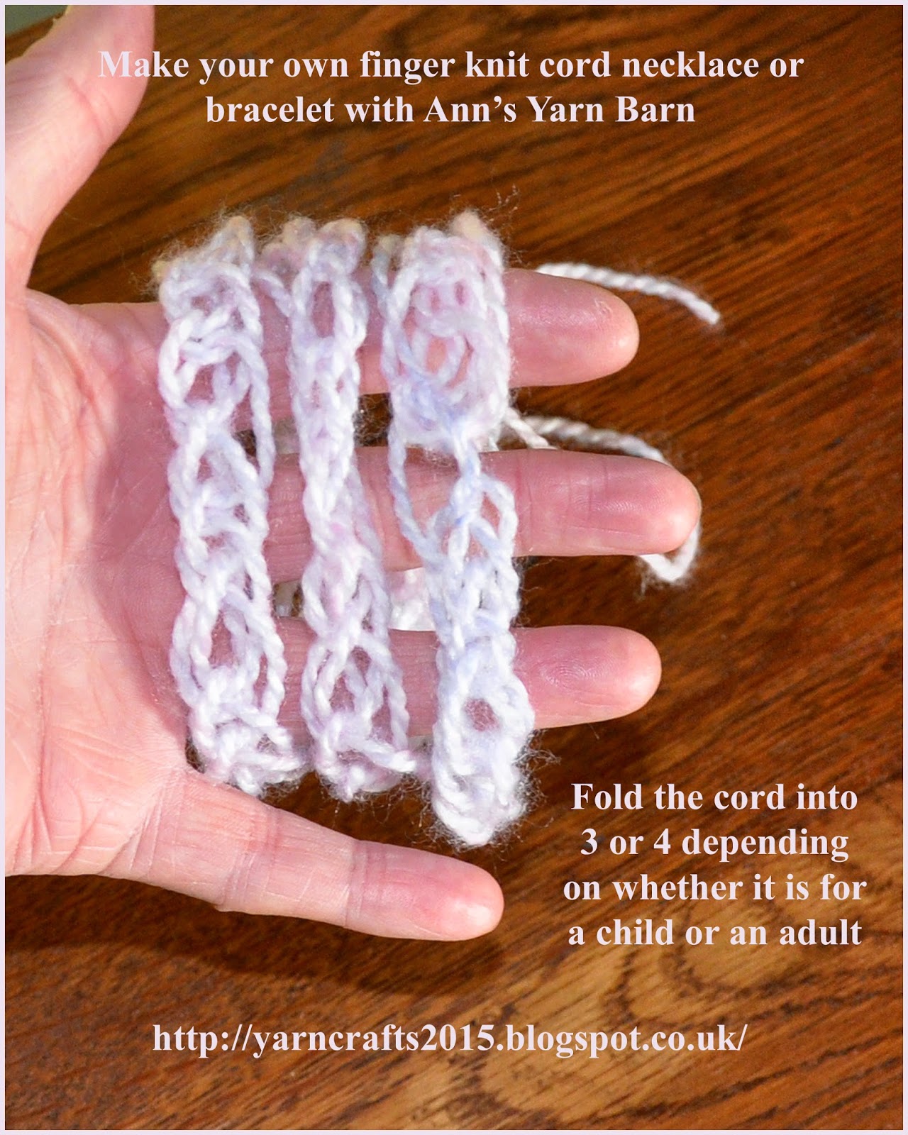 Yarn Crafts from Ann's Yarn Barn Make Your Own Finger Knit Bracelet