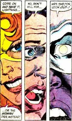 Oops, I can see the camera's light in Black Lightning's eye