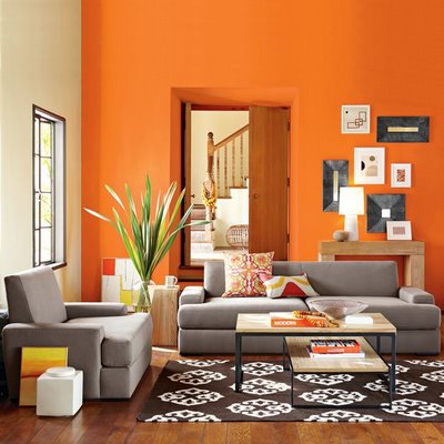 modern house: ideas of orange modern living room decoration