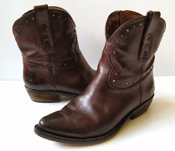 FRYE COWBOY ANKLE BOOTS LUCKY BRAND BROWN LEATHER COWBOY BOOTS WOMENS