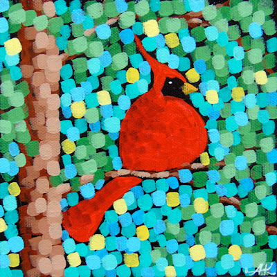 summer splendor, acrylic painting by aaron kloss artist, cardinal painting, sivertson summer splendor, acrylic painting by aaron kloss artist, cardinal painting, sivertson