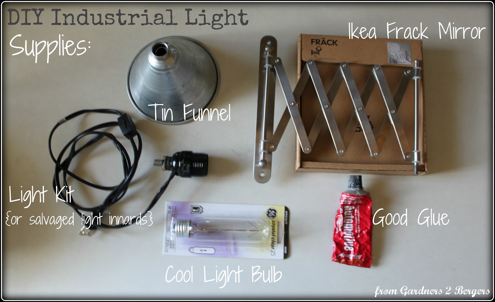from Gardners 2 Bergers DIY Industrial {style} Expandable Light