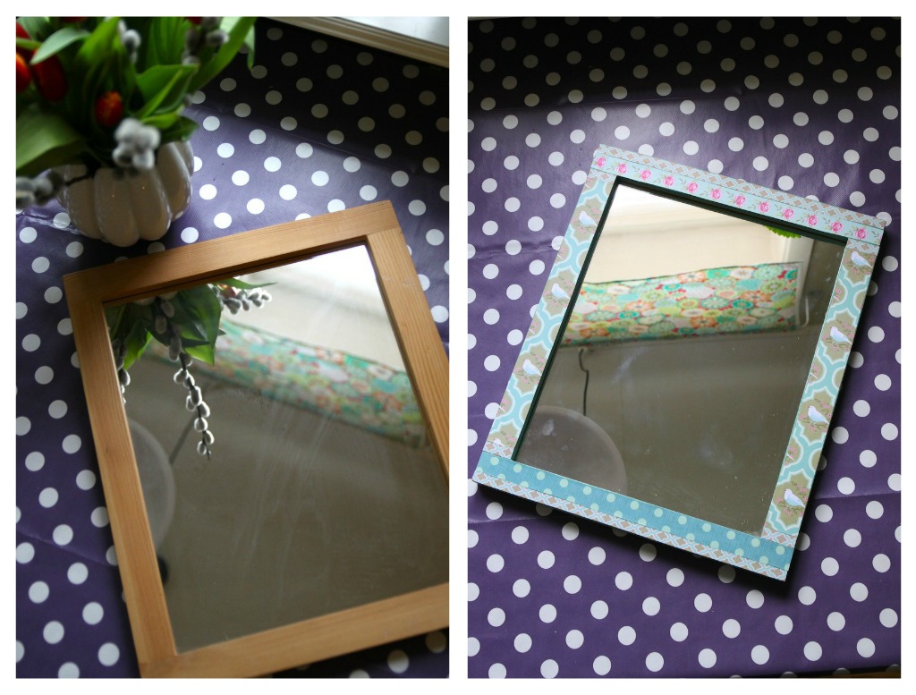 Rebeccas DIY DIY Decoupage på spegel * Decoupaged Mirror