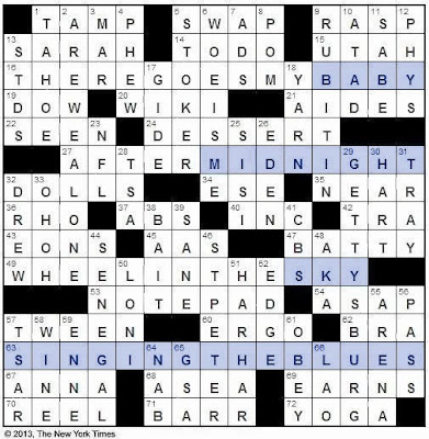 The New York Times Crossword in Gothic: 10.07.13 — Blue Monday