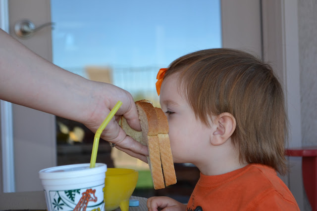 Vanessa kissing her sandwich