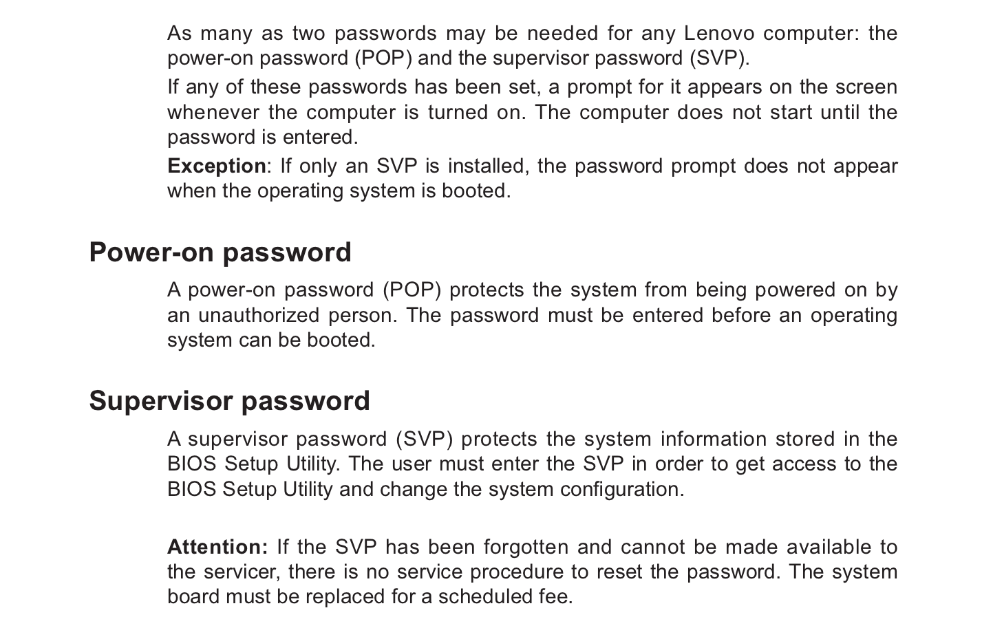 enter system power on password lenovo