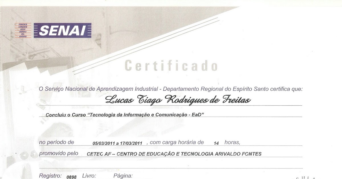 Curso de tecnologia da informacao senai
