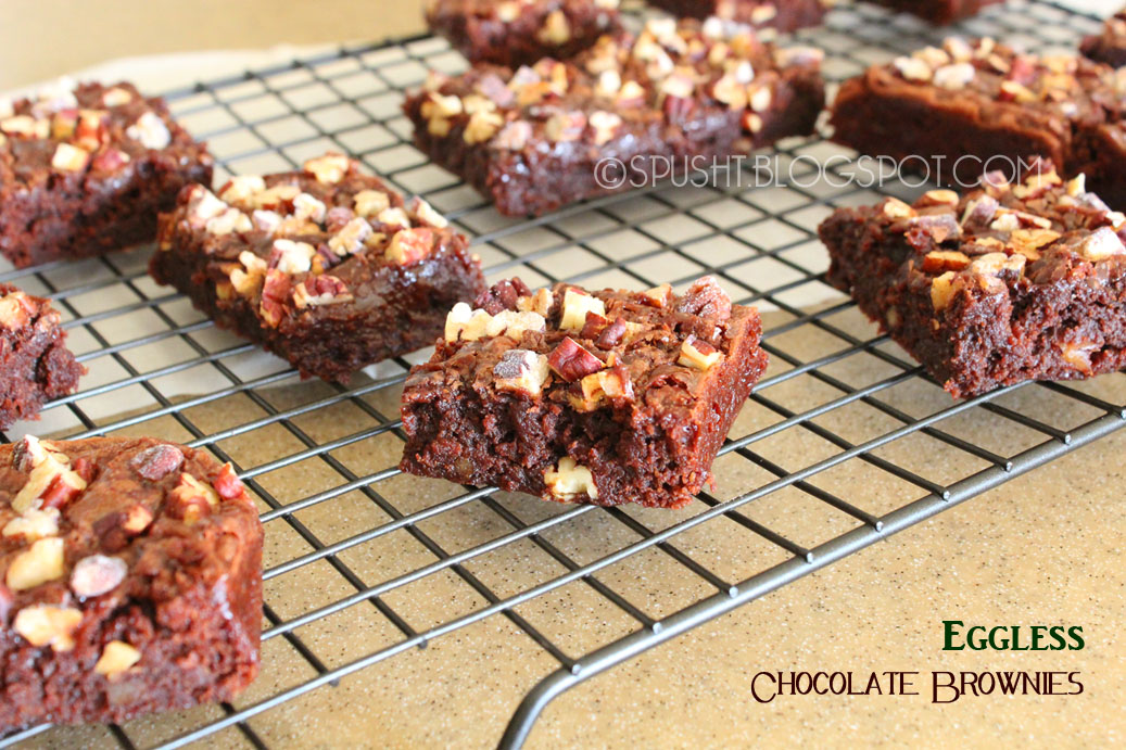 Spusht Eggless Brownie Recipe Chocolate Brownies with Pecans