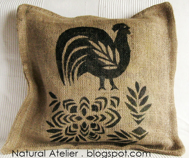 Natural Atelier Jute pillows with rooster... 100 natural...
