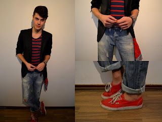 vans authentic red outfit