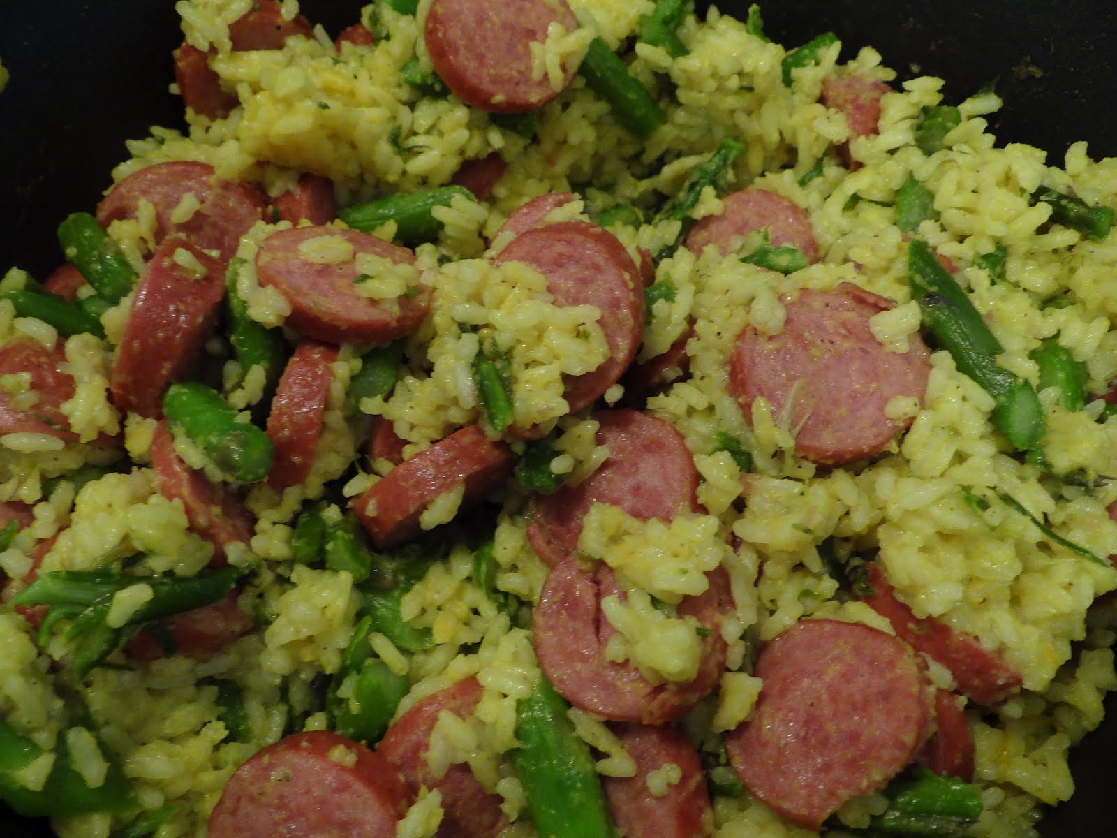 Sausage, Asparagus, and Yellow Rice Recipe! Colorful, and A Sneaky Way