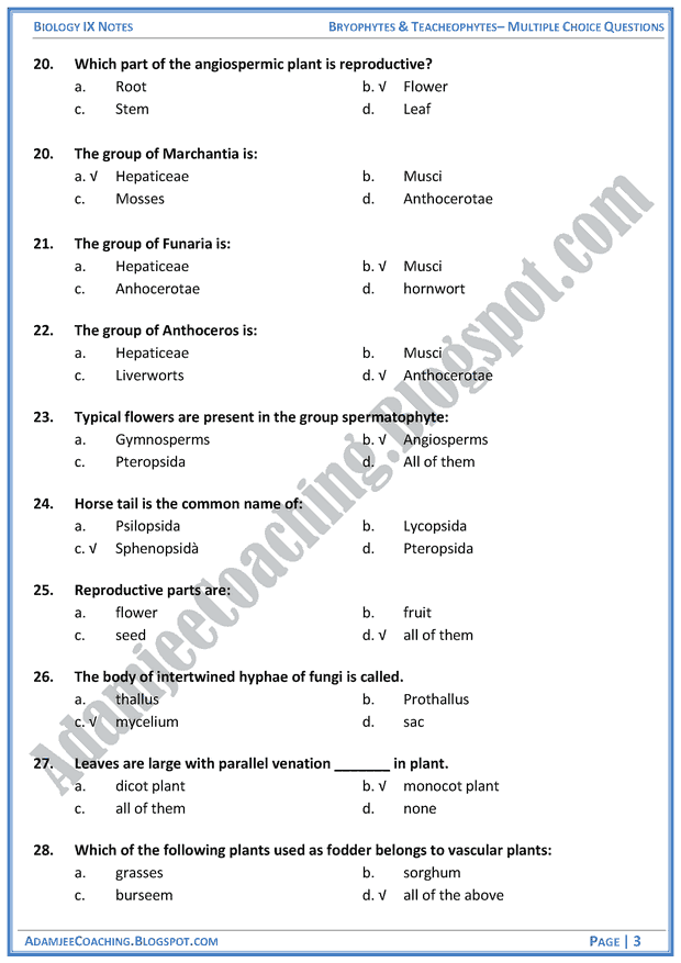 bryophytes-and-tracheophytes-multiple-choice-questions-biology-notes-for-class-9th