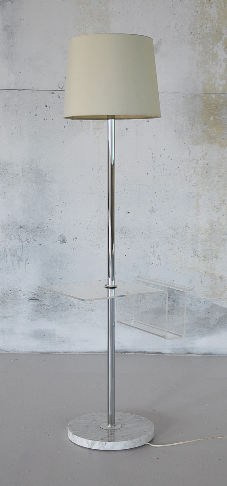 SELECT MODERN Hollywood Regency Chrome, Lucite & Marble Floor Lamp