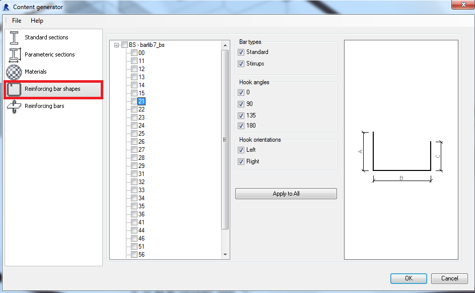 Building Information Modeling Loading Rebar Shape Codes in Revit