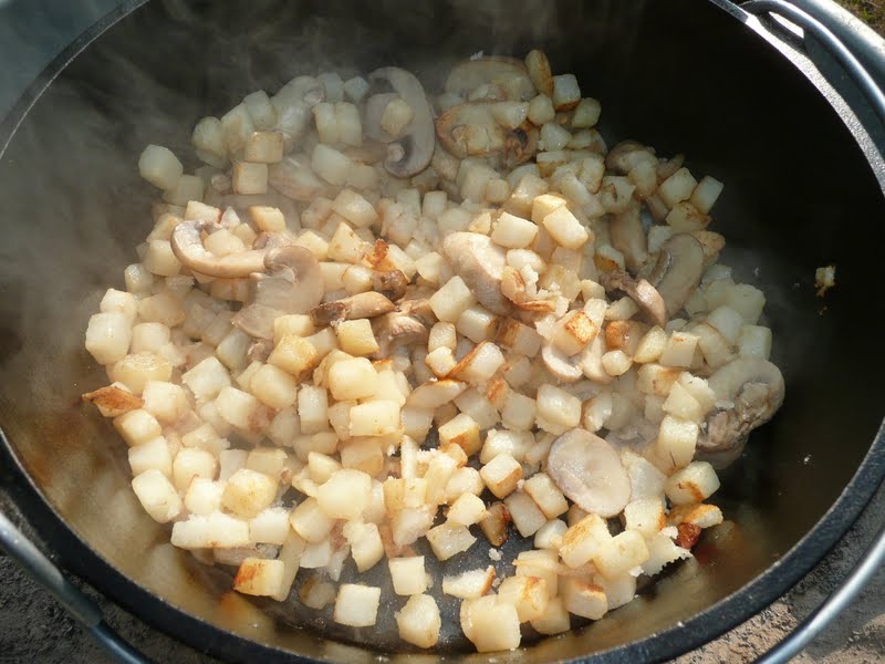 Everyday Dutch Oven Baked Eggs with Spinach Hash Browns