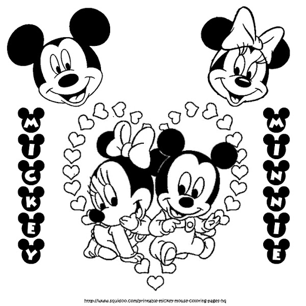 Baby Mickey and Minnie Mouse Coloring Pages