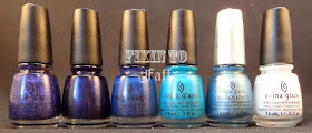 China Glaze blue theme nail art