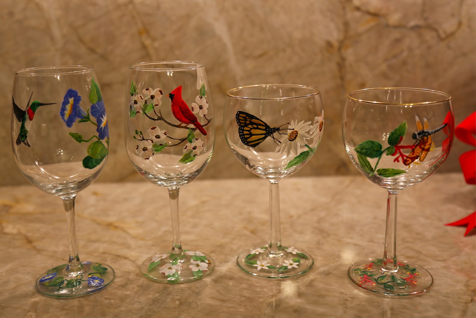 Sweet Southern Days HandPainted Wine Glasses