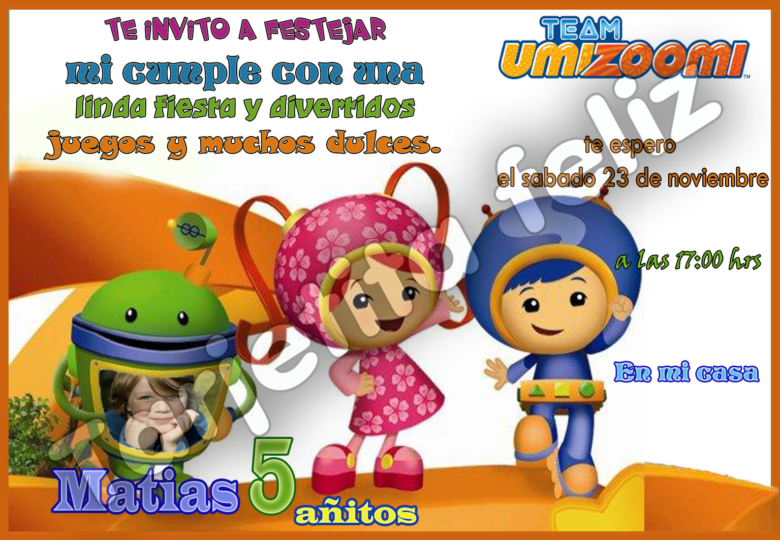 Tarjetas de cumpleaños para imprimir: invitacion de Equipo Umizoomi
