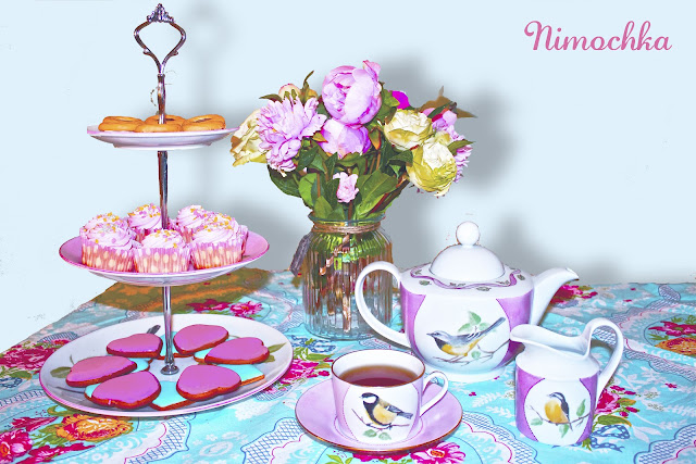 Tea party tea party, three tiered platter, china set, tea set, porcelain, china, hand painted, birds
