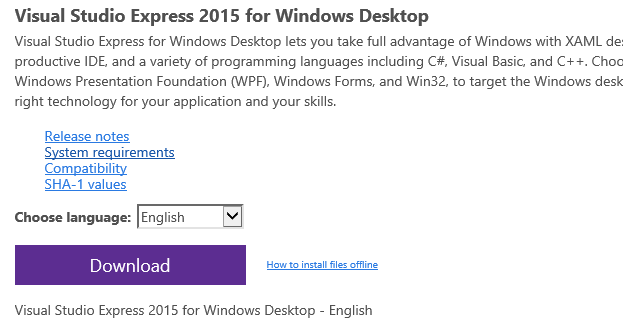 visual studio express 2015 desktop examples