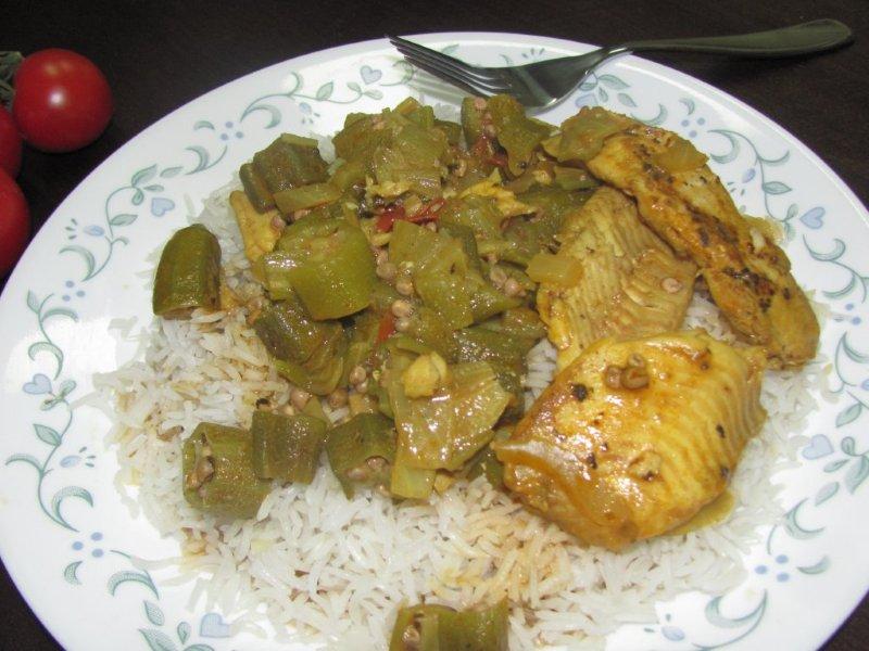 brown stew fish with okra