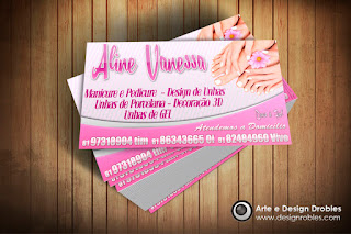 Cartão de Visita - Aline Vanessa Manicure e Pedicure-Design de unha Unhas de Porcelana- Decoração 3D Unhas de Gel