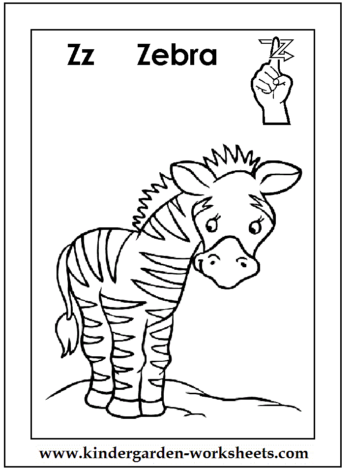 kindergarten worksheets asl coloring pages alphabet z