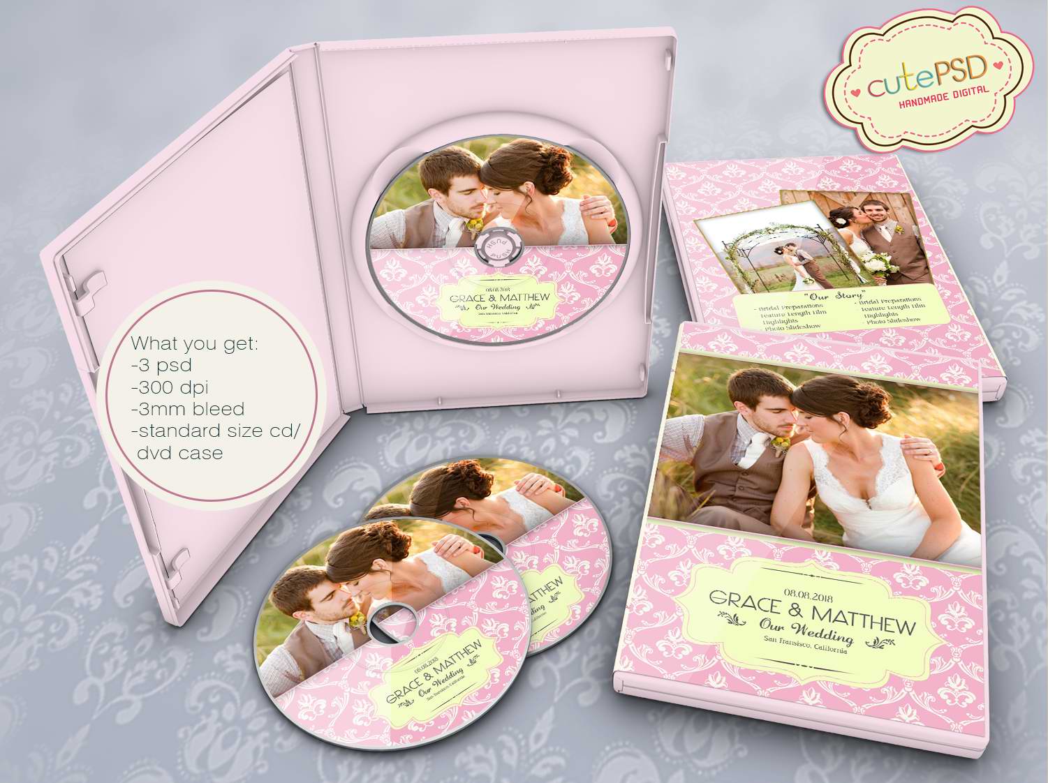 Wedding Dvd Case Templates CPZ016 CUTE PSD