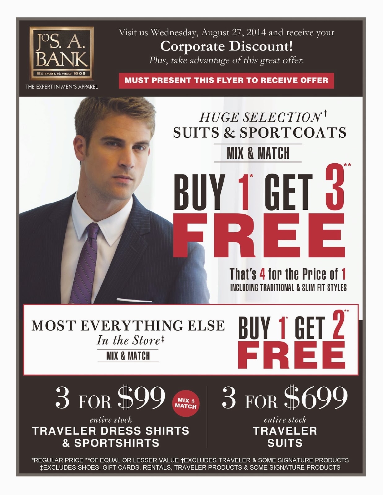shop boynton beach present this flyer to jos a bank and receive mix match day flyer