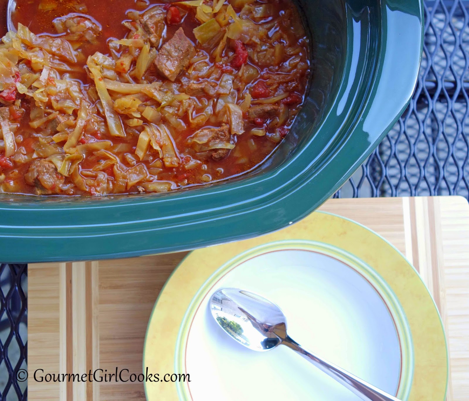 Gourmet Girl Cooks Spicy Beef & Cabbage Soup Slow Cooker Style