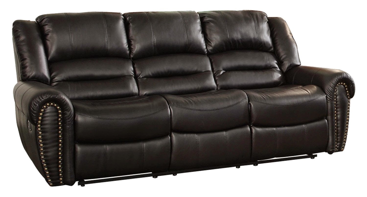 black faux leather reclining sofa