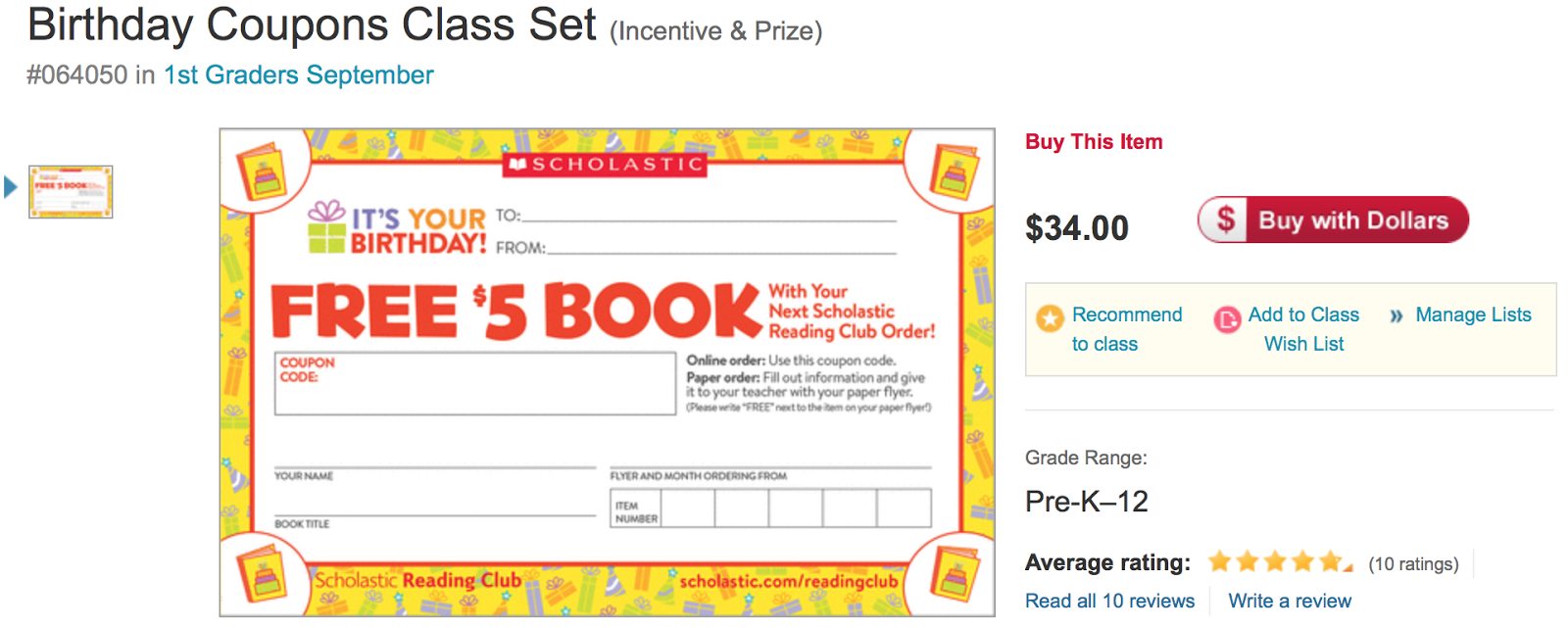 Scholastic Reading Club/Formerly Book Clubs - Parent/Teacher Ordering