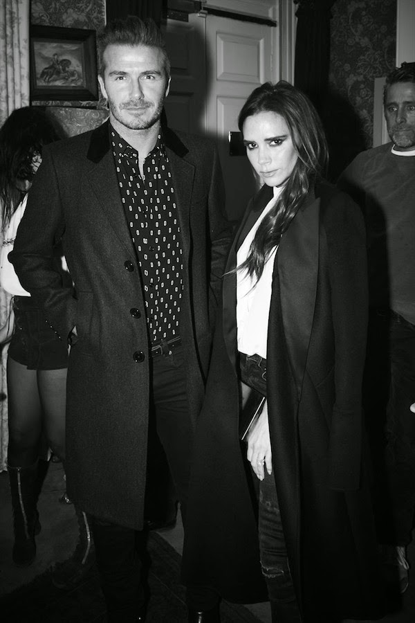 David Beckham wears Saint Laurent rectangular print black shirt - The Another Man Party hosted by David Beckham and Alister Mackie 21st November 2014